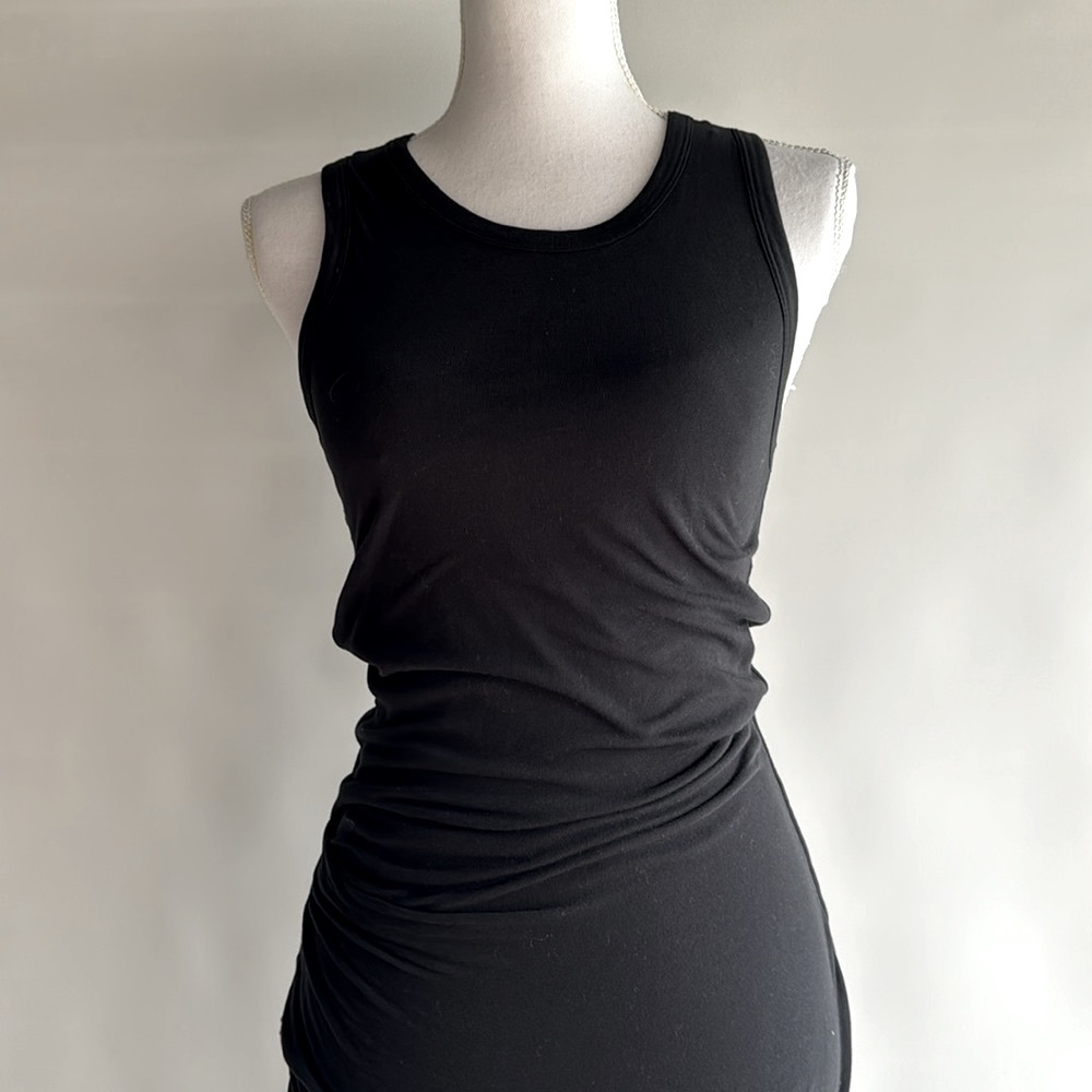 James Perse Black Midi Length Tank Dress - sz 2 - Picture 2 of 8